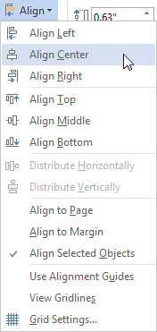 align shapes menu word 2013