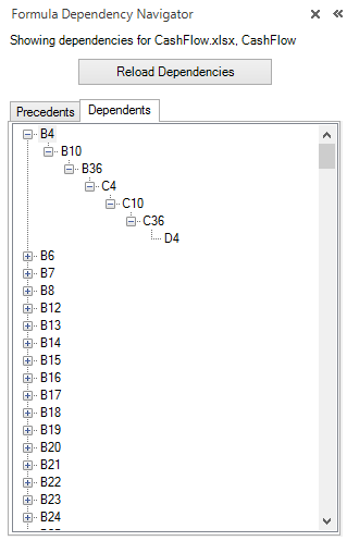 Dependents Navigator Taskpane