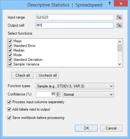 Descriptive Statistics Form