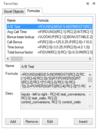 Favorite Formulas Listing