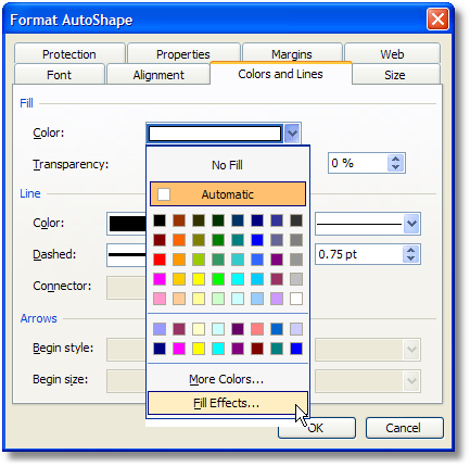 format autoshape dialog