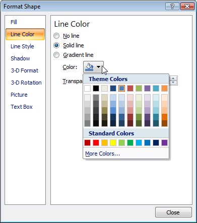 format shape dialog - line color