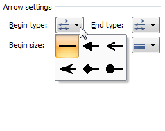 format shape dialog - begin arrow type