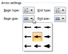 format shape dialog - begin arrow size