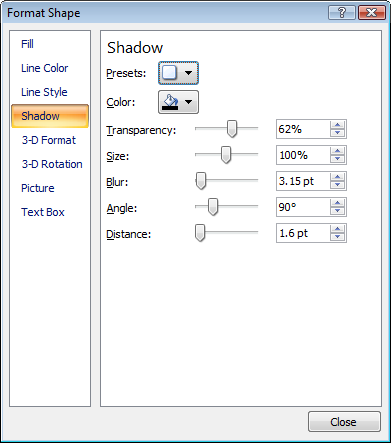 format shape dialog - line shadow