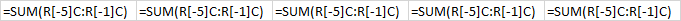 R1C1 formula refererece example