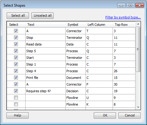 Select Shapes tool