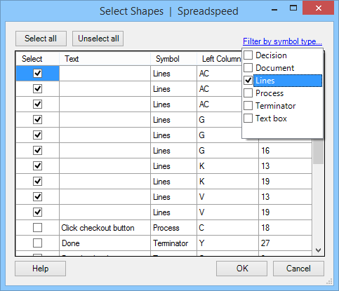 Shape Selection Dialog