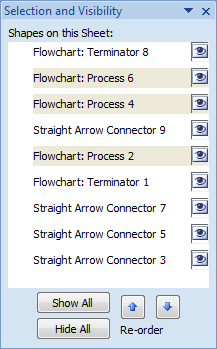 Object selection pane