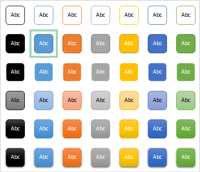 Excel 2013 - 2019 Shape Style Gallery