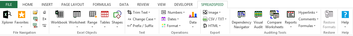 Spreadspeed Ribbon Tab in Excel