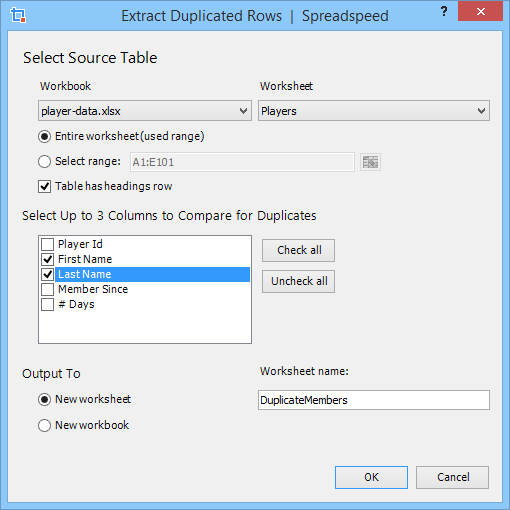 Extract Table Duplicates