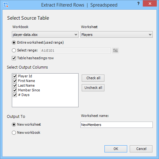 Extract Filtered Table Data