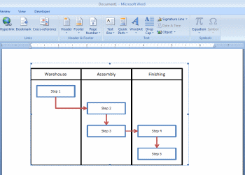 Word Inserted Excel Flowchart